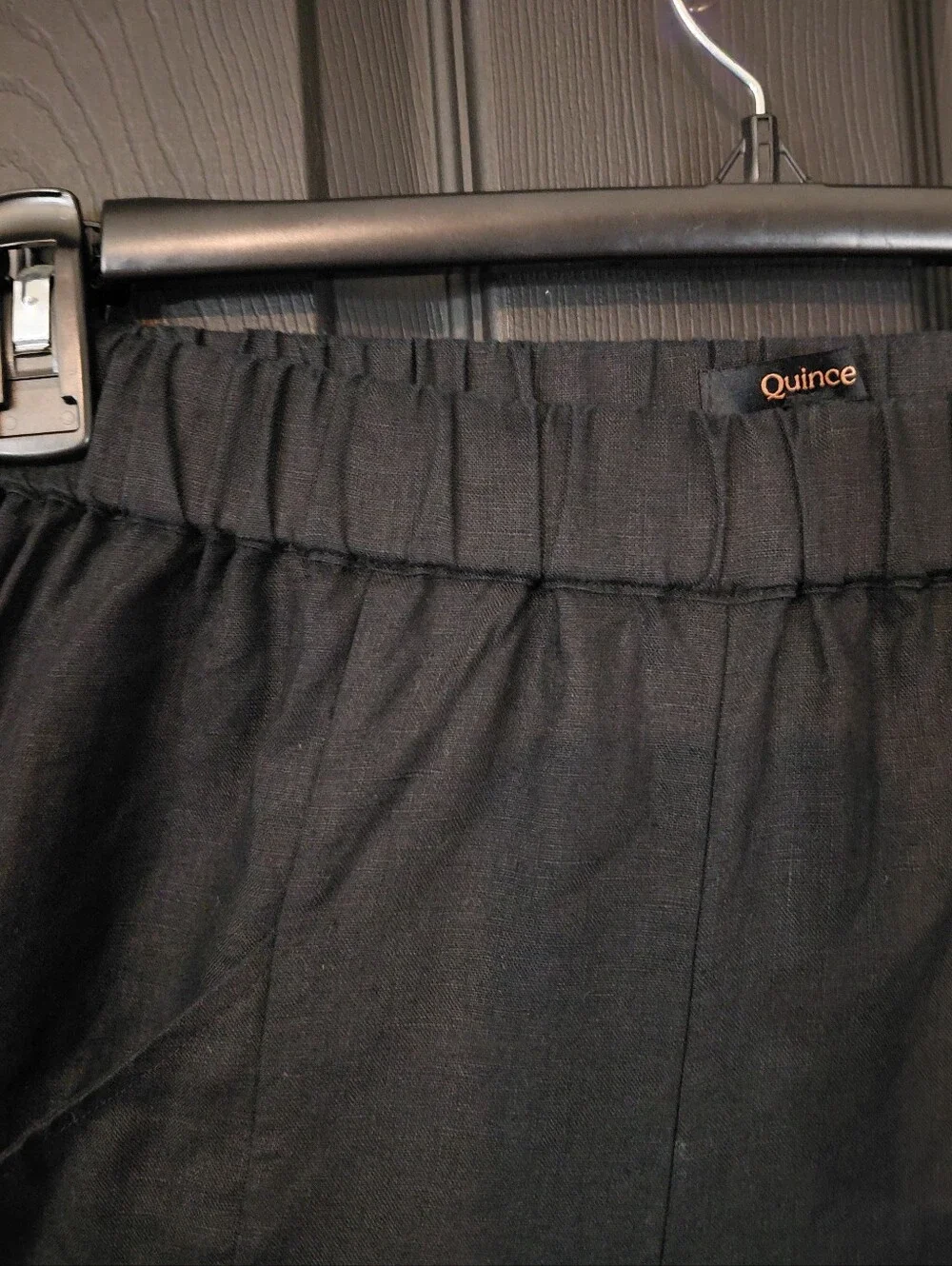 Quince Sz. S Black 100% European Linen Tapered Ankle Pants